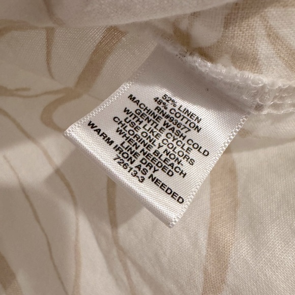 Linen Blend Cream Boxy Embellished Top Size Large - Picture 4 of 5